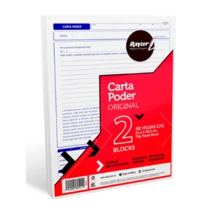 BLOCK CARTA PODER T/C BLANCO C/50 RAYTER