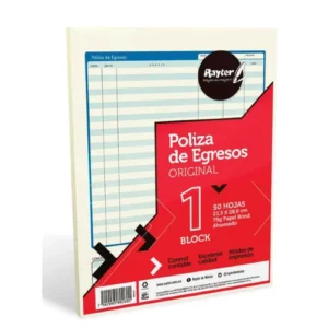 BLOCK POLIZA DE EGRESOS T/CARTA C/50 HJS RAYTER