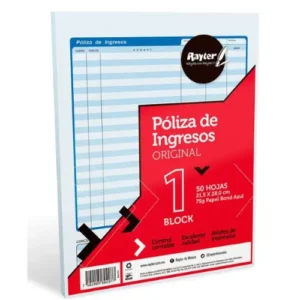 BLOCK POLIZA DE INGRESOS T/CARTA AZUL C/50 HJS RAYTER