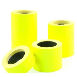 ETIQUETA ADHESIVA AMARILLO FLUORESCENTE 20X105 MM C/98 PZAS TRANSFER