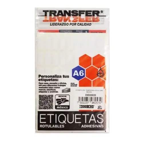 ETIQUETA ADHESIVA BLANCA 8X20 MM NO. 4 C/486 PZAS TRANSFER