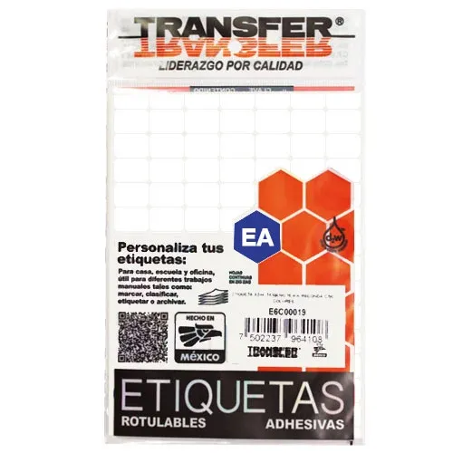 ETIQUETA ADHESIVA BLANCA 9X13 MM NO. 1 C/2160 PZAS TRANSFER