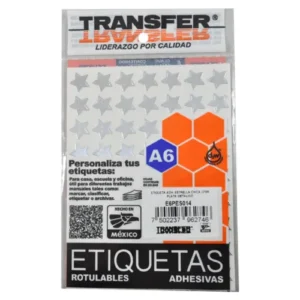 ETIQUETA ADHESIVA ESTRELLA CHICA PLATA C/189 PZAS TRANSFER