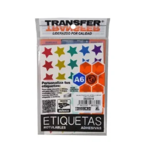 ETIQUETA ADHESIVA ESTRELLA GRANDE V/COLORES C/105 PZAS TRANSFER