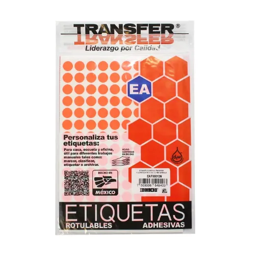 ETIQUETA ADHESIVA REDONDA 13MM NO. 9 NARANJA FLUORESCENTE C/980 PZAS TRANSFER