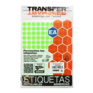 ETIQUETA ADHESIVA REDONDA 13MM NO. 9 VERDE FLUORESCENTE C/980 PZAS TRANSFER