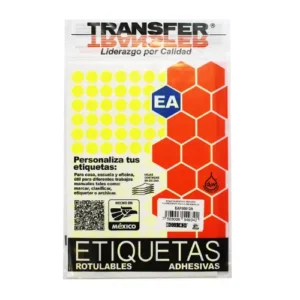ETIQUETA ADHESIVA REDONDA 19 MM AMARILLO C/840 PZAS TRANSFER