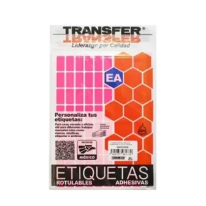 ETIQUETA ADHESIVA ROSA FLUORESCENTE 13X25 MM NO. 8 C/864 PZAS TRANSFER
