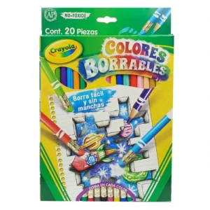 LÁPICES DE COLORES BORRABLES C/20 PZAS C/SACAPUNTAS CRAYOLA