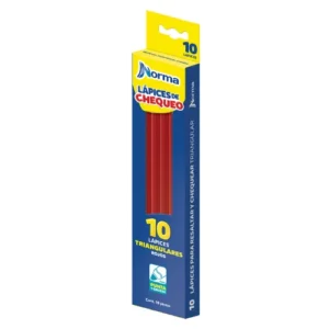 LAPIZ CHECADOR TRIANGULAR ROJO C/10 PZAS NORMA