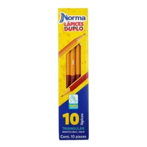 LAPIZ DUO TRIANGULAR ROJO C/10 PZAS NORMA