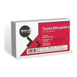TARJETA BIBLIOGRAFICA BLANCA 3X5 CM C/100 PZAS RAYTER