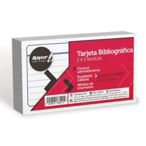 TARJETA BIBLIOGRAFICA RAYA 3X5 CM C/100 HJS RAYTER